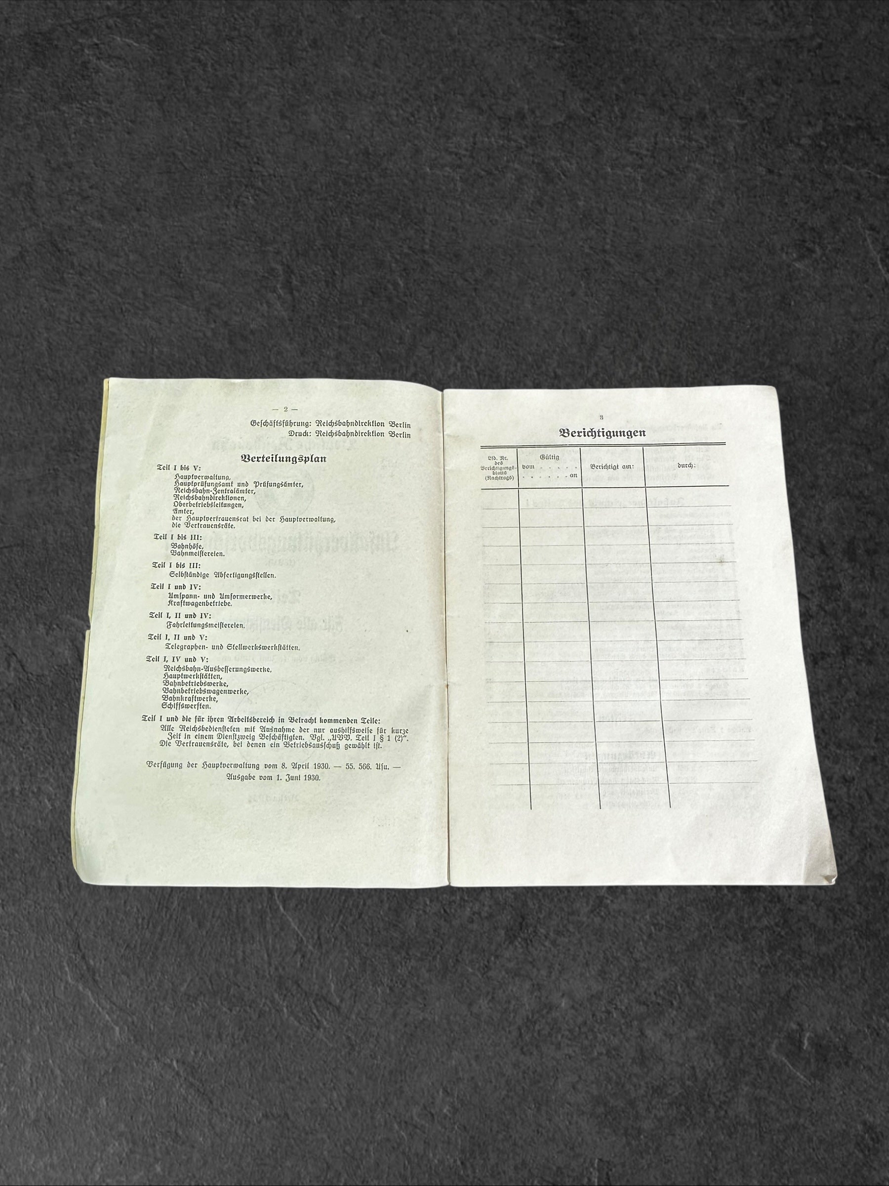 Deutsche Reichsbahn "Unfallverhütungsvorschriften"