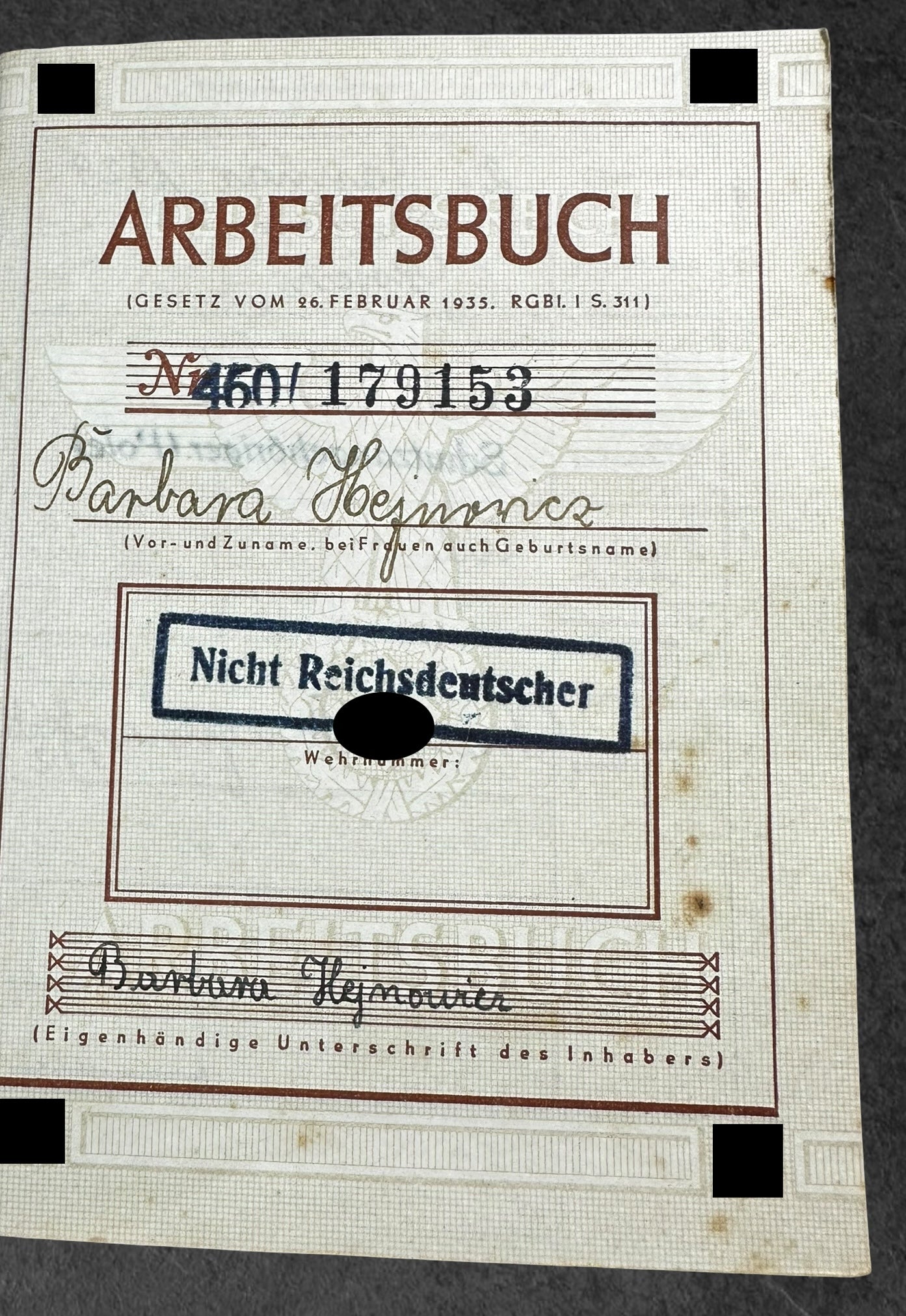 Deutsches Reich Arbeitsbuch