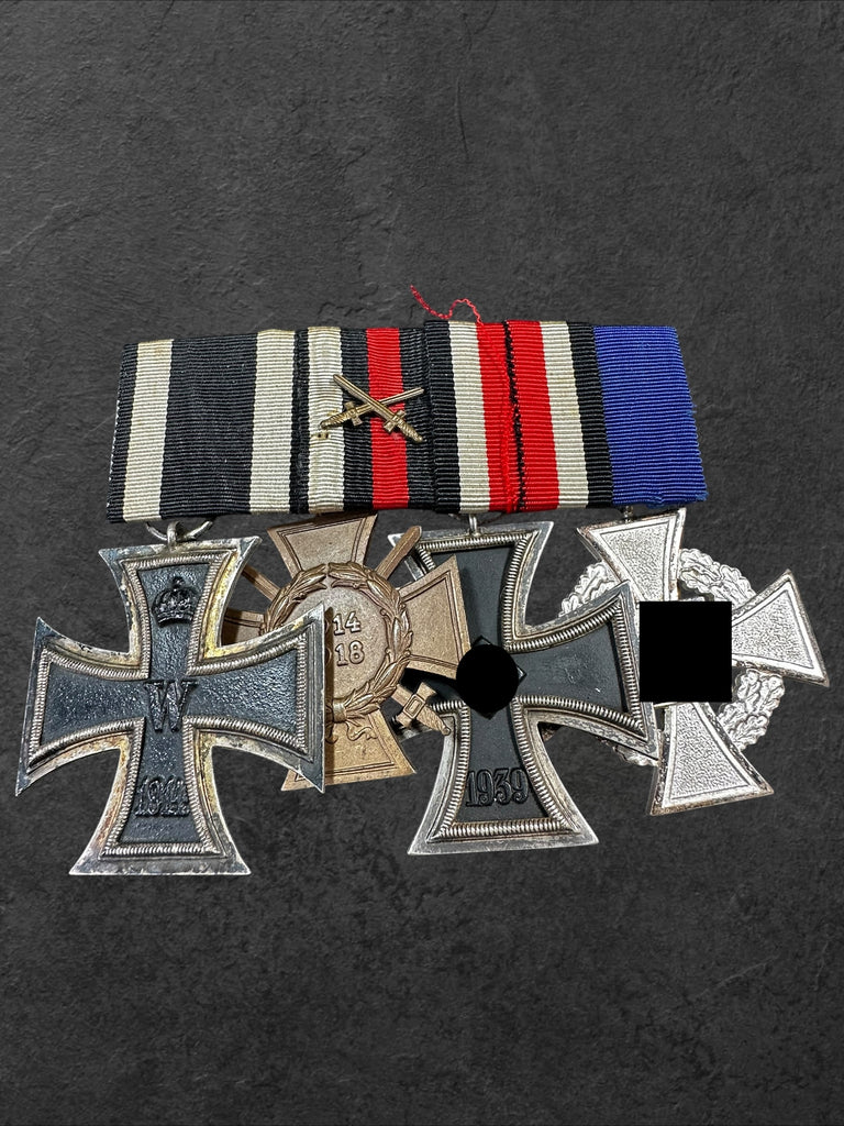 4er Ordensspange mit Eisernen Kreuz 2.Klasse WK1 und 2,Frontkämpferehrenkreuz und Treuedienstehrenzeichen