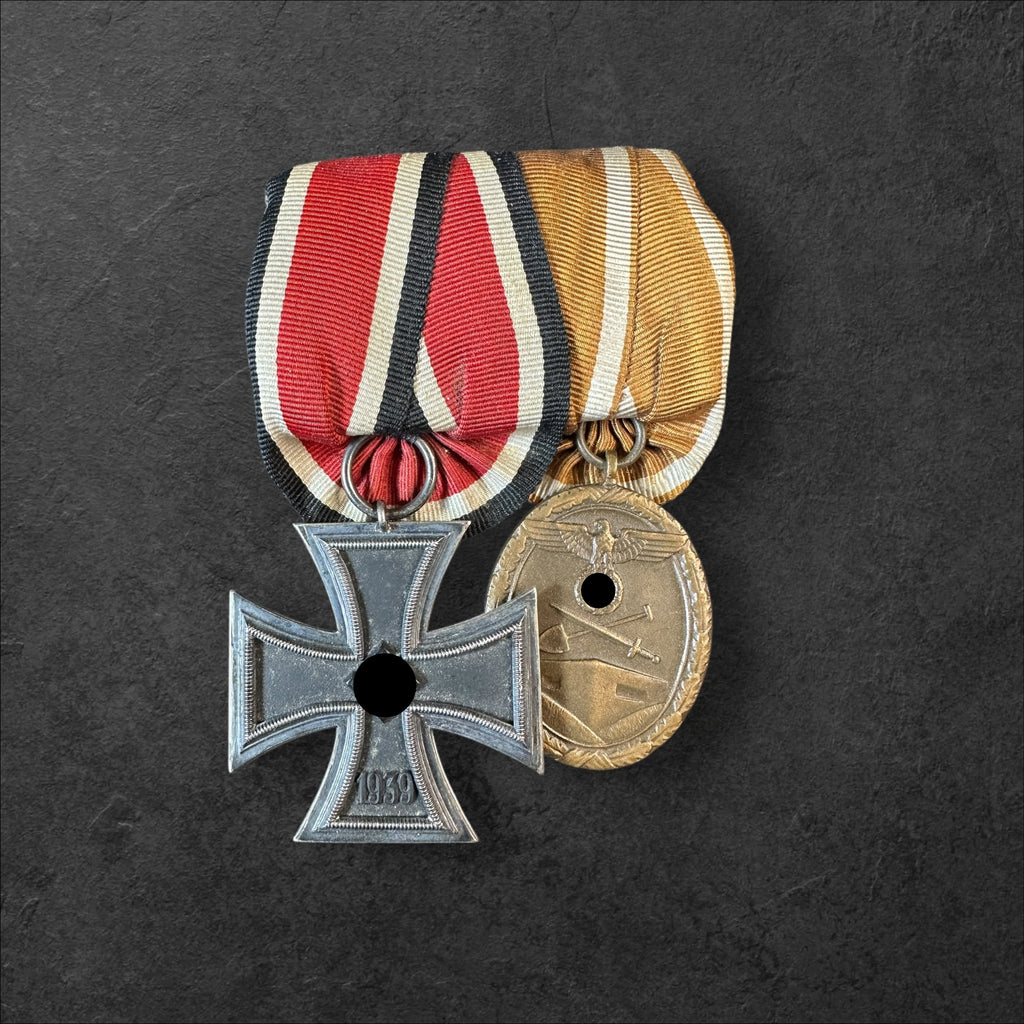 2er Ordensspange mit Eisernen Kreuz 2.Klasse 1938 und Westwallmedaille