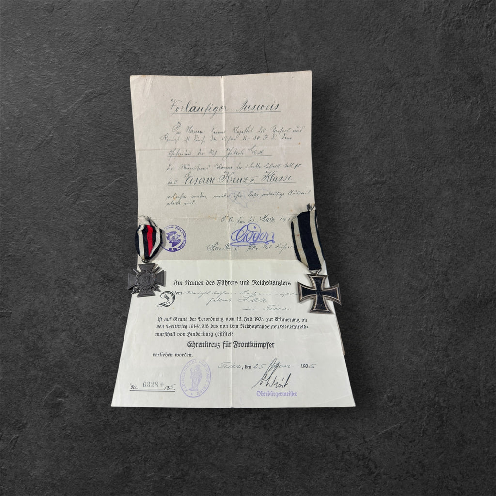 Kleiner Nachlass Eisernes Kreuz 2.Klasse 1914 und Frontkämpferehrenkreuz