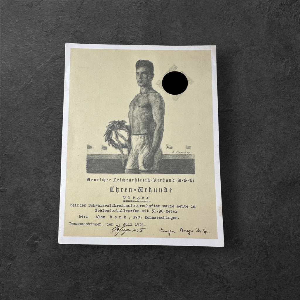 Siegerurkunde  des D.S.B.