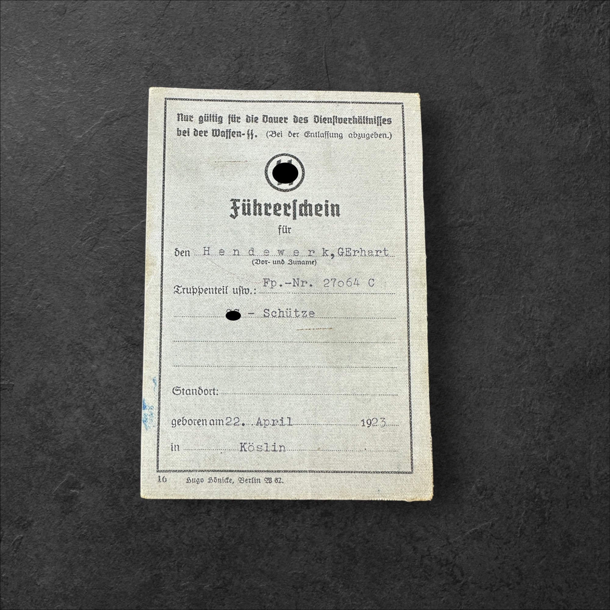 Führerschein der SS