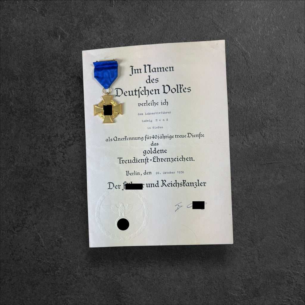 Treuedienst-Ehrenzeichen 1.Stufe für 40 Jahre 1938