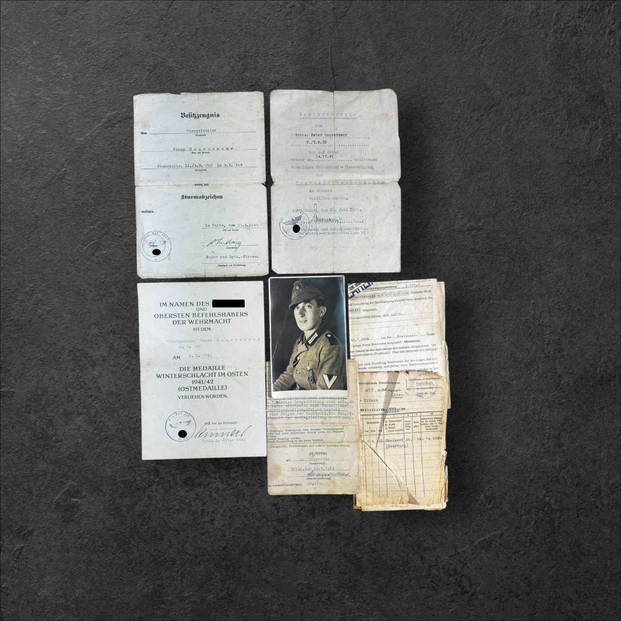 Urkundenachlass des Oberkanonier Peter Gouverneur