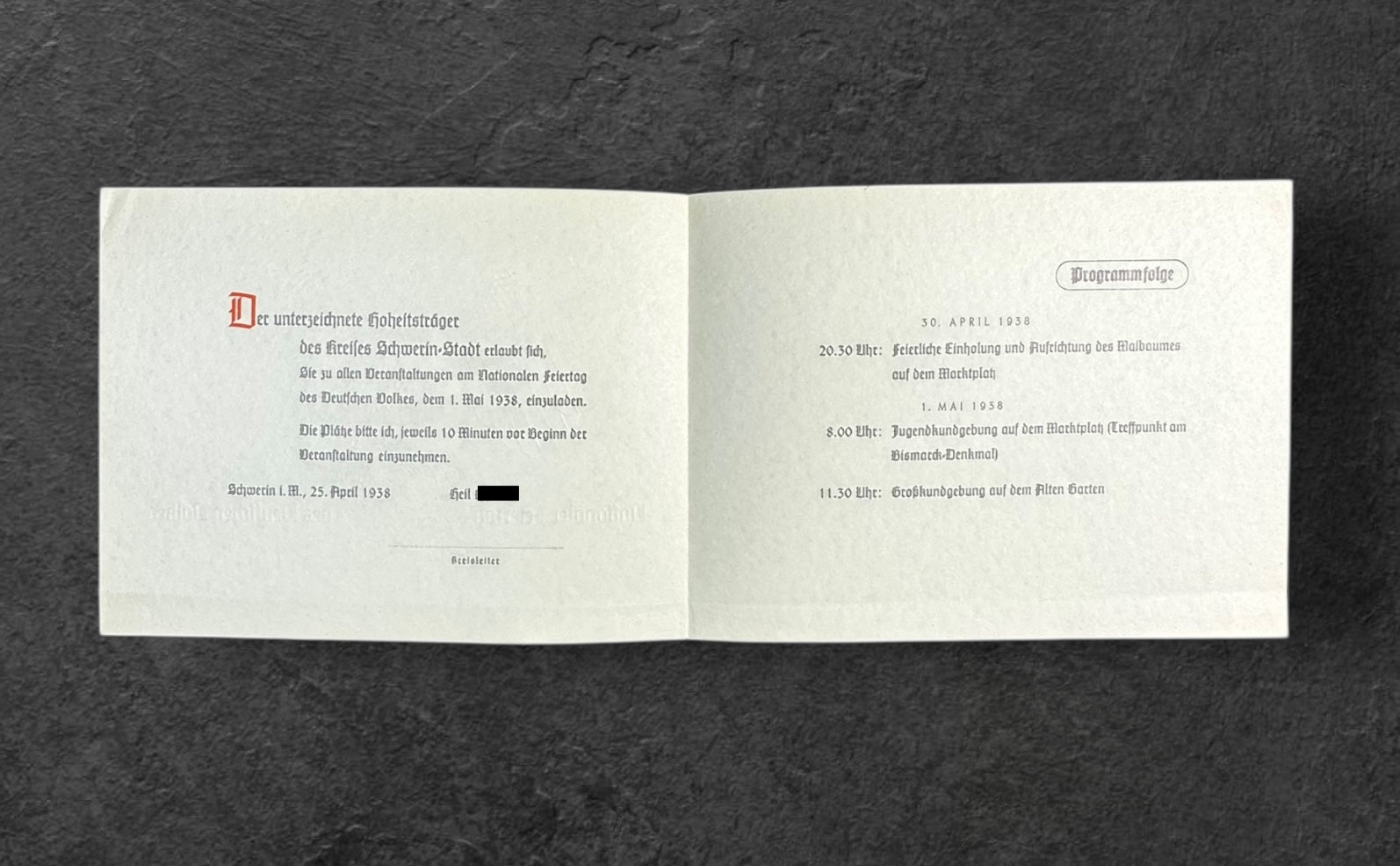 Einladung zum Nationalen Maifeiertag in Schwerin