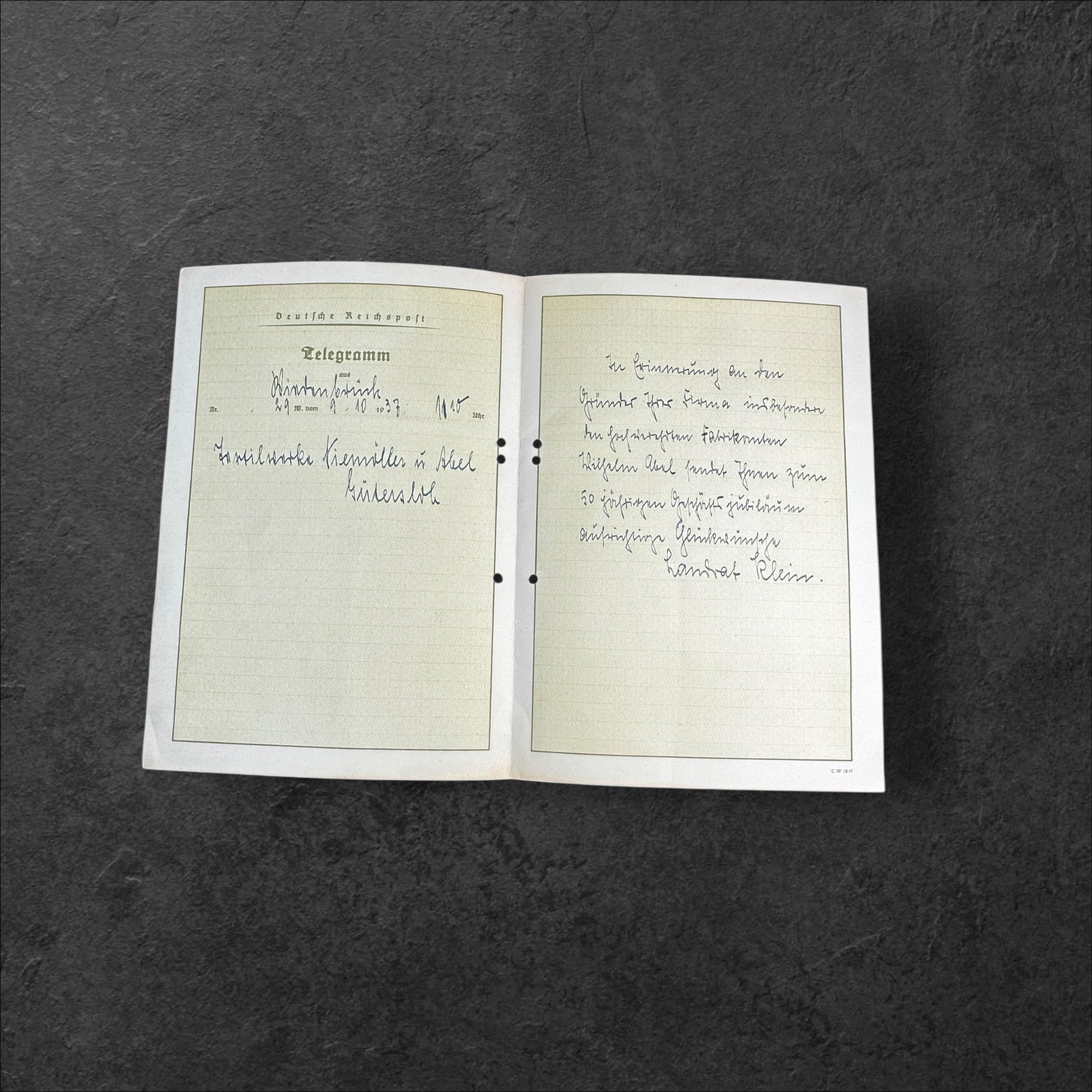 Telegram der Deutschen Reichspost