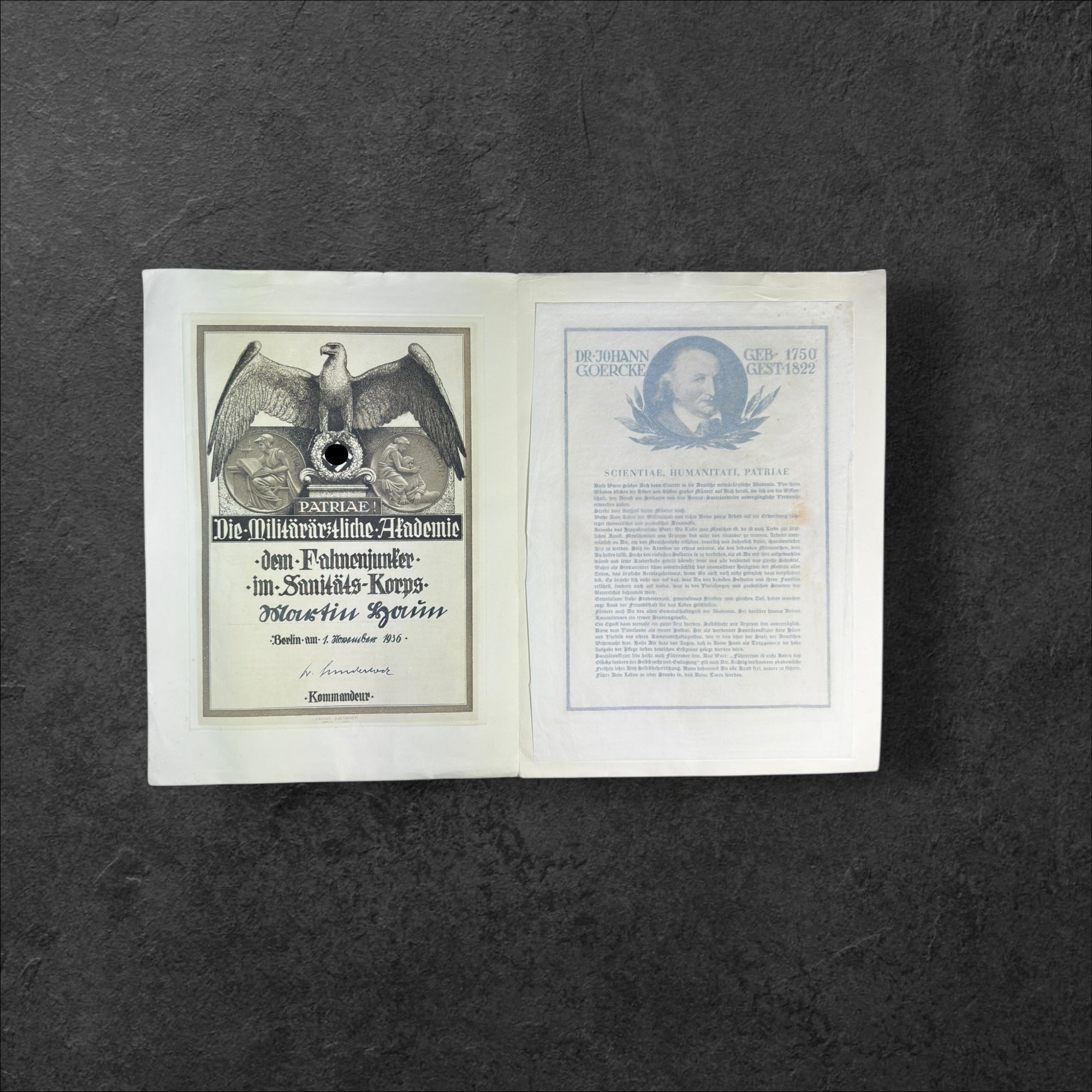 Große Schmuckurkunde der Militärärztlichen Akademie