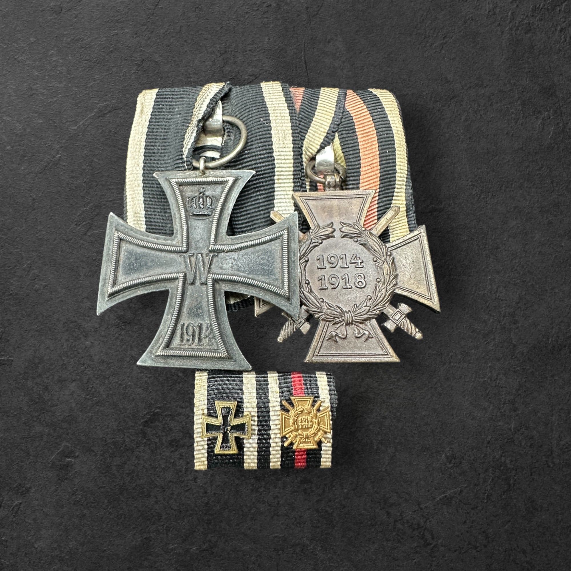 2er Ordensspange mit Eisernen Kreuz 2.Klasse 1918 und Frontkämpferehrenkreuz