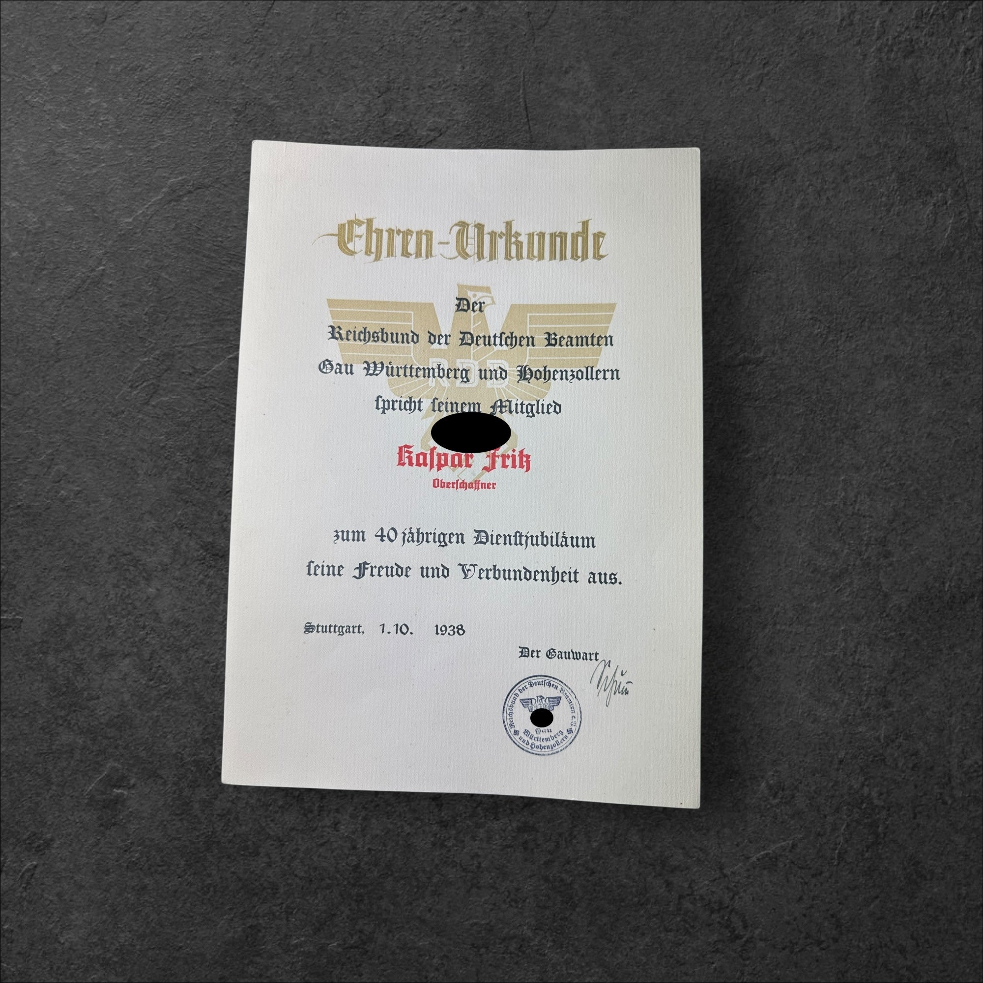 Nachlass der Oberzugsschaffner Kaspar Fritz